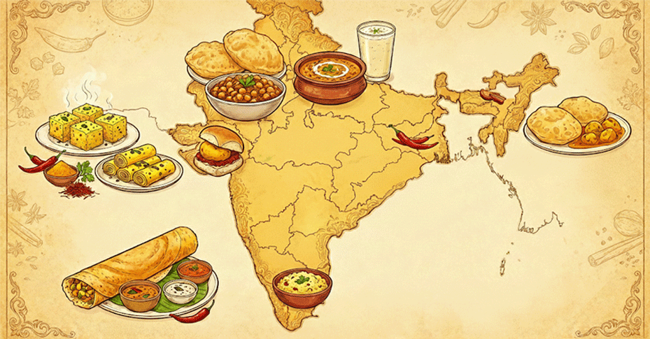 map of India's dishes